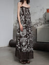 INTO THE EAST 25 Autumn and Winter Silk and Linen Totem Suspender Skirt ITE-E1DGSS012CF21DS-KA Brown
